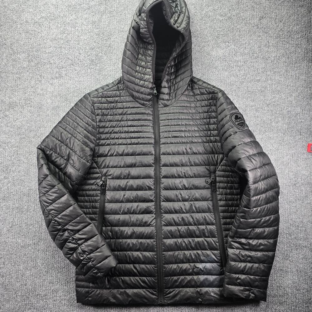 Pajar Puffer Jacket Mens Small Black Full Zip Hooded Quilted Lightweight Coat